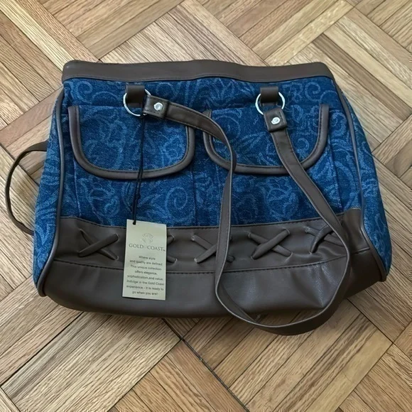 COPY Gold Coast women’s hand bag denim/ brown faux leather