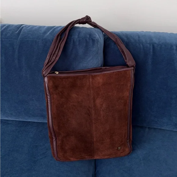 Rare Pierre Balmain Vintage Dark Chocolate Brown suede Hobo Bag‎