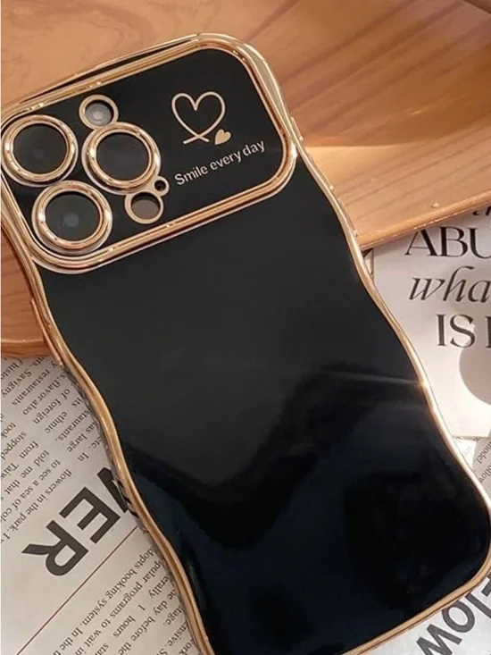 Smile Every Day Black & Gold Phone Case for Women IPHONE 16 CASE NWT