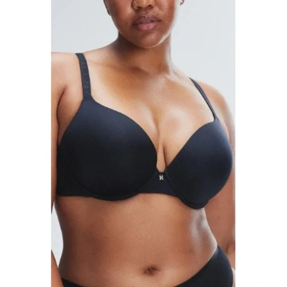 Savage X Fenty Microfiber Push Up Plunge Bra Caviar Black 34DD