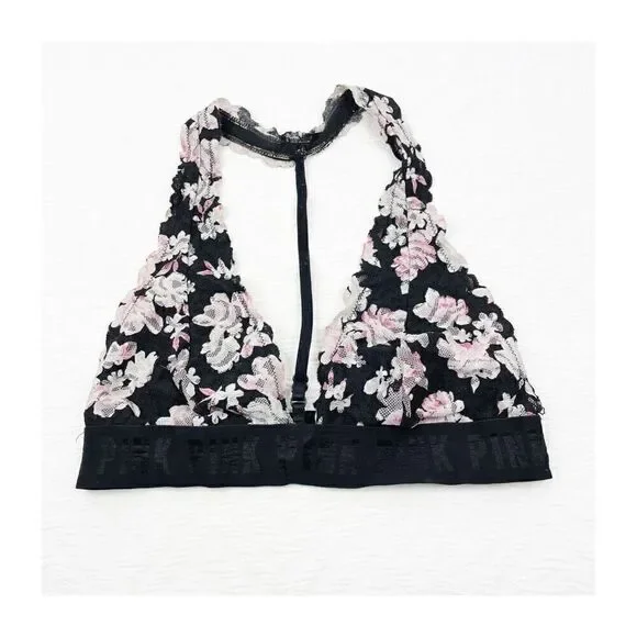 BUY 1 GET 1 FREE Victorias Secret lace bralette floral black pink small t strap