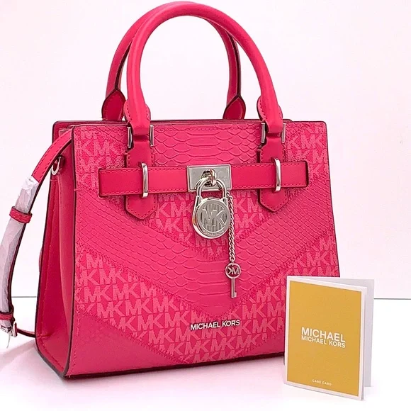 Michael Kors Hamilton Small Satchel Shoulder Crossbody Bag Electric Pink NWT