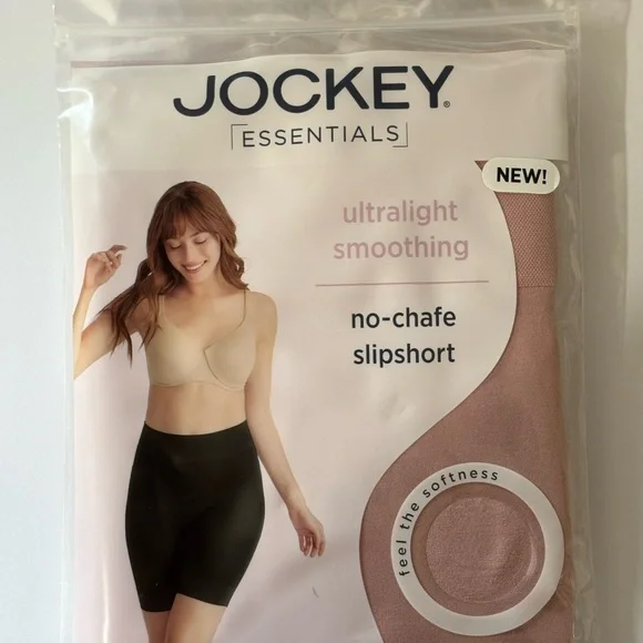 Jockey Essentials Womens No Chafe Slipshort Ultralight Smoothing Pink 5XL New