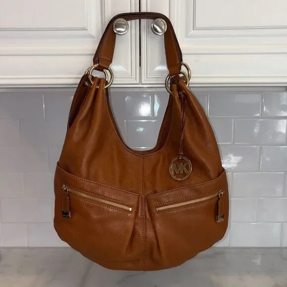 Michael Kors Bag Purse Handbag Leather Layton Pebbled Hobo Shoulder Pocketbook