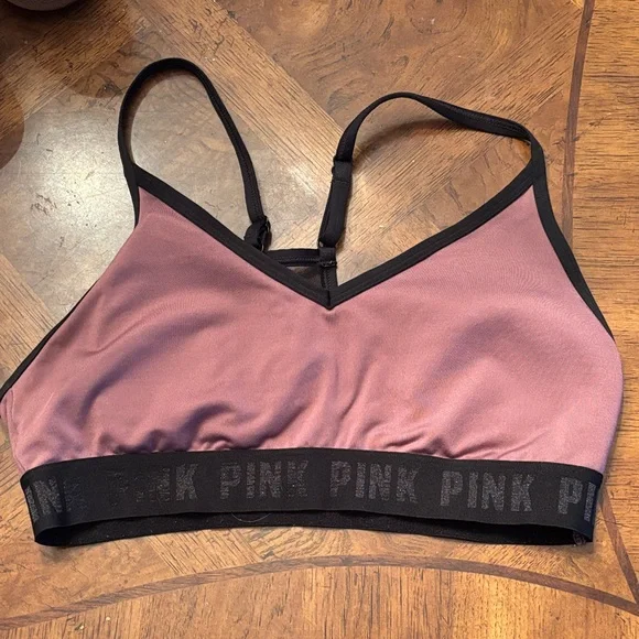 PINK Victoria's Secret Mauve and Black Bralette racer back size medium