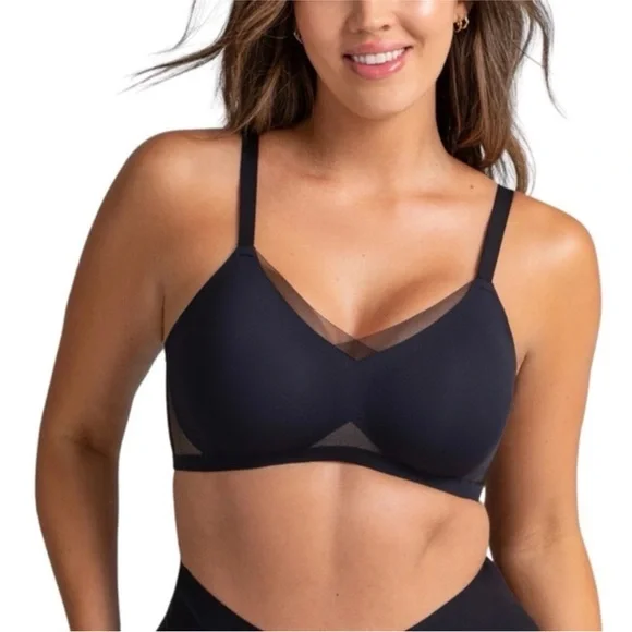 Honeylove CrossOver Wireless Black Bra Size 1X‎ 40C/D