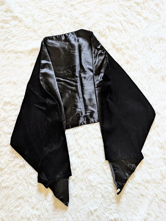 Vintage Jessica McClintock Black Velvet Extra Large Wrap Shawl 72x20