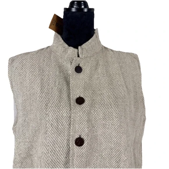 Rhea Wool Sleeveless Shawl Vest One Size Herringbone Boho Layering Made In India