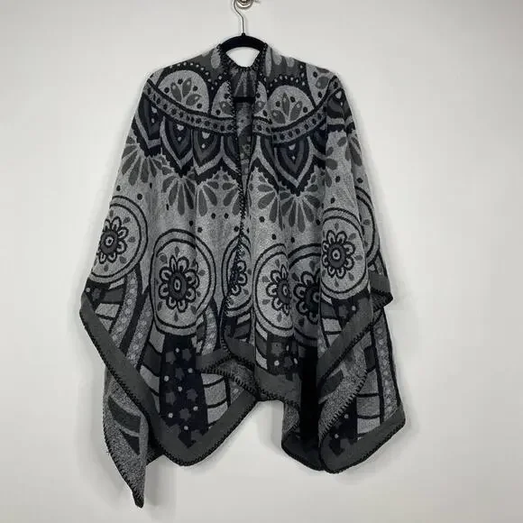 2/$30 NEW Boho Southwest Ruana Oversized Open Wrap Poncho Blanket Scarf