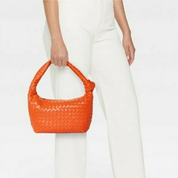 a new day Vibrant RUST ORANGE Woven Hobo Bag NWOT