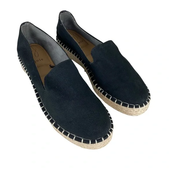 Joie Cara Espadrille Black Slip On Loafers Flats Women’s Size 9.5