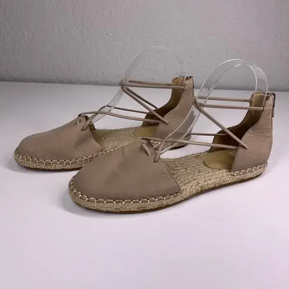 EILEEN FISHER Tan Nubuck‎ Lace-Up Espadrille Sandals Size 8.5