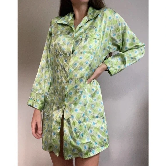Victoria’s Secret Vintage Satin Green Button Up