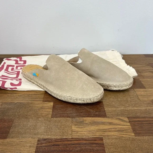 Umbunto Womens‎ Espadrilles 8W Slip On Boho Handmade Leather Tan Mule New
