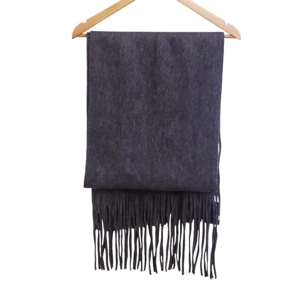 NWT Lucky Brand Charcoal Gray Oversized, Extra Long Fringe Scarf