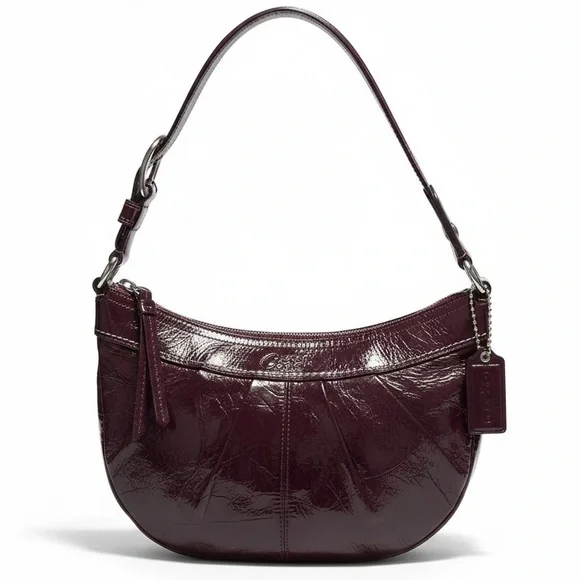 Coach Plum Patent Leather Hobo Bag Y2K Shoulder Purse Z19605