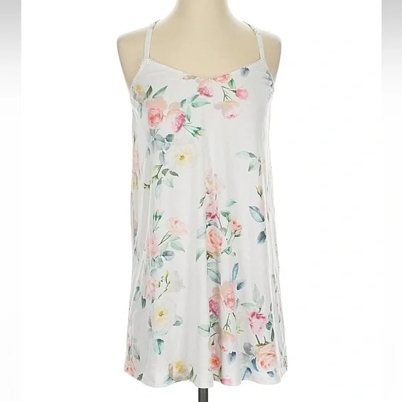 Flora Nikrooz Floral Chemise in White and Pink - Size S - EUC - Bridal