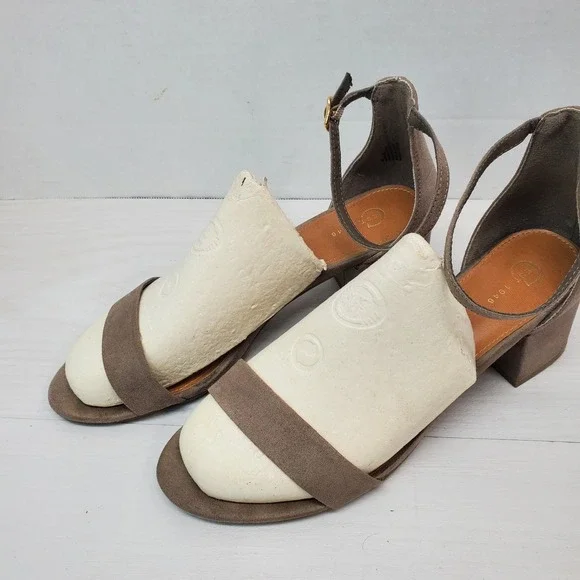 Est 1946 Women's Brown Block Heel Ankle Strap‎ Suede Sandals Dress Shoes 8.5