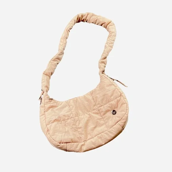 Westbronco Blush Pink Quilted‎ Mini Hobo Bag Scrunch Handle Adjustable Strap