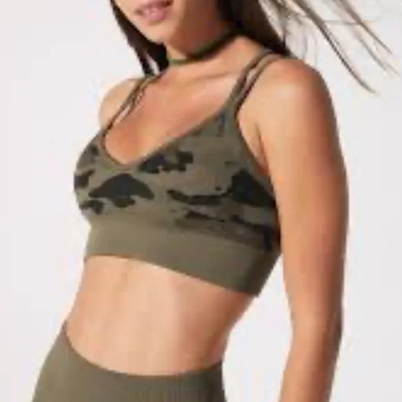 Avocado Women's M/L Olive Night Camo Bra‎ Sports Bra Padded