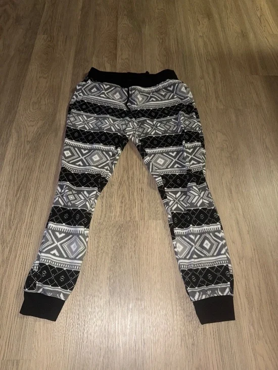 Cozy Fair Isle Fleece Joggers Cabin Core Winter Lounge Nordic Print Pajama