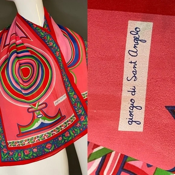 Stunning Vintage Giorgio Sant Angelo Scarf 15 In by 44 In Excellent Condition