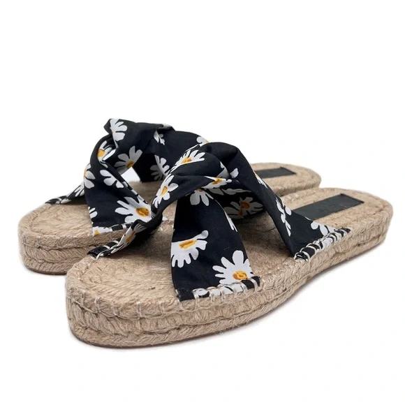 ASOS Design Espadrille Jolly Knotted Daisy Platform Sandals Size 7