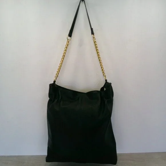 Vince Camuto Black Leather Cayra Minimalist hobo bag