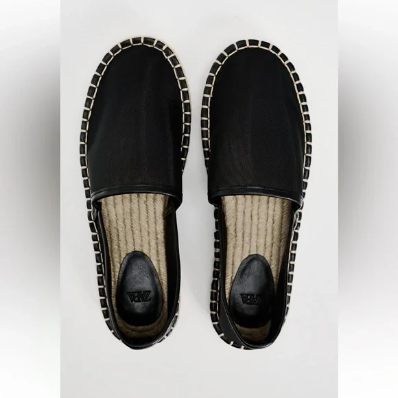 New ZARA Mesh Espadrilles With Jute Soles