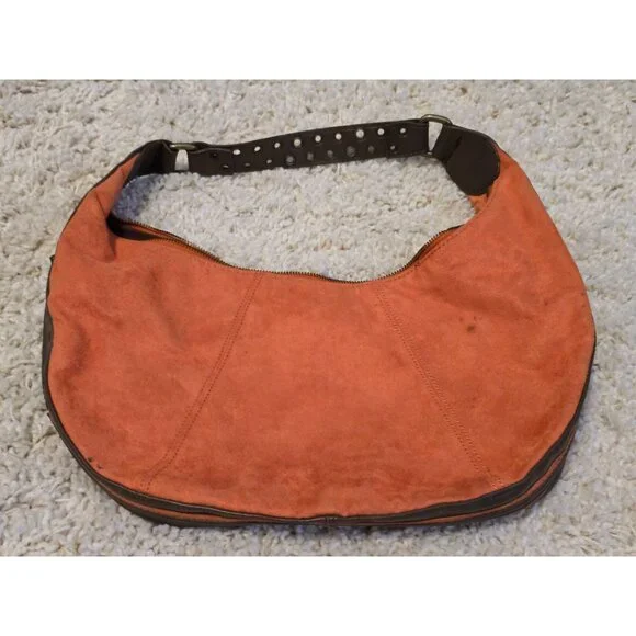 Vintage Bath & Body Works Orange Suede Hobo Bag Y2K Shoulder Purse (see photos)