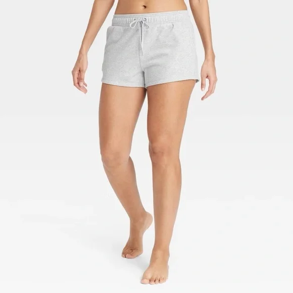 Auden Fleece Shorts Women Large Gray Lounge Drawstring Pockets NWT