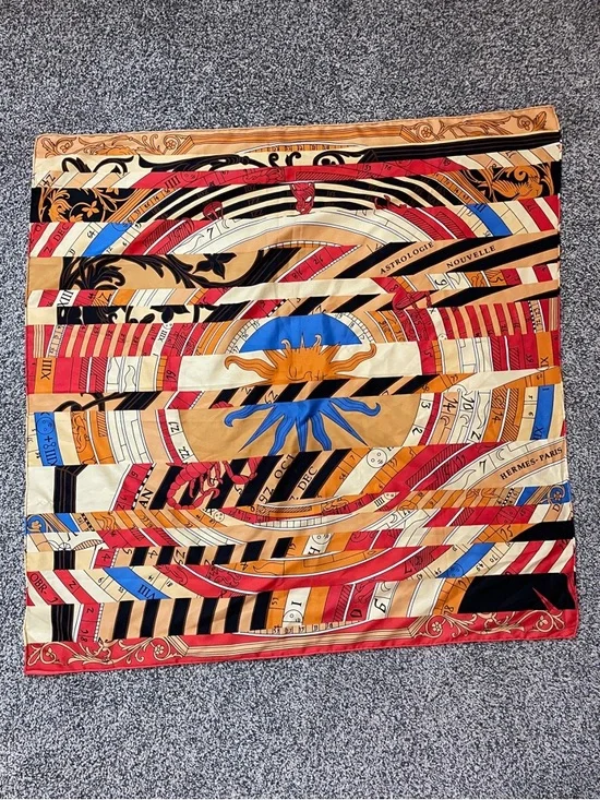 Scarf with Bold Astrological Motif Vibrant Multicolor Unique