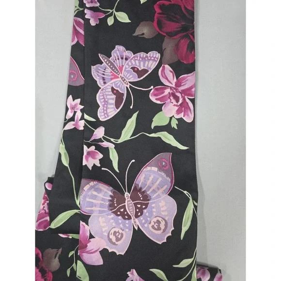 NWT Womens Silk‎ Scarf Butterfly Floral Multi Color Square Tie Casual Corner