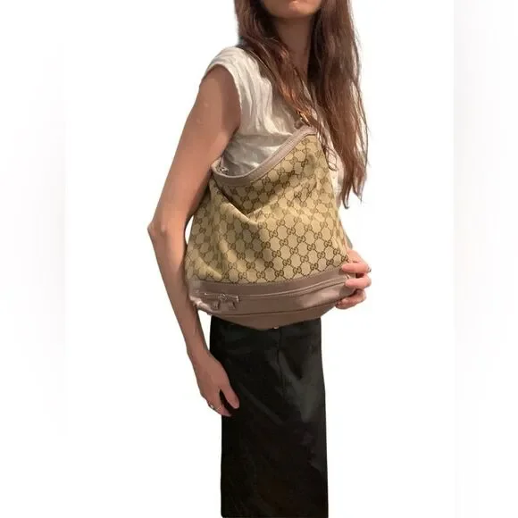 Gucci Mayfair lavender leather gg canvas hobo