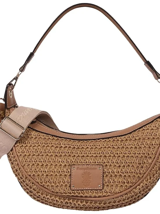 Tommy Bahama Woven Crescent Hobo Shoulder Handbag