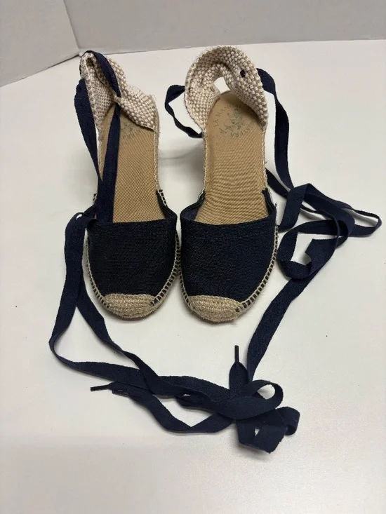 Alpargatera La Manual - Blue Espadrilles With Jute Wedge - Size 37 (6.5 US)