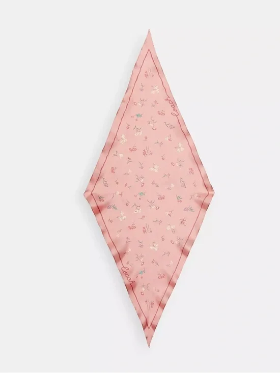 Coach Tossed Floral Print Silk Diamond Scarf NWT