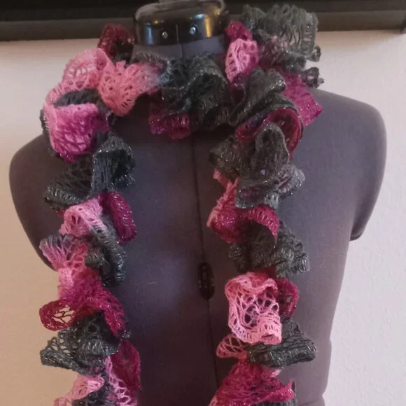 Pink & Green Ruffle Sparkle Scarf