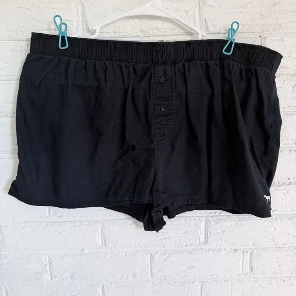 PINK‎ Victorias Secret Sleep Shorts Large Adult Black High Rise Pull On Womens L