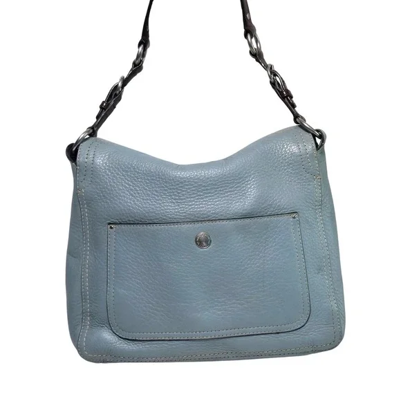 COACH Chelsea Hobo Bag Teal Pebbled Leather Turn Lock Shoulder Purse F12338