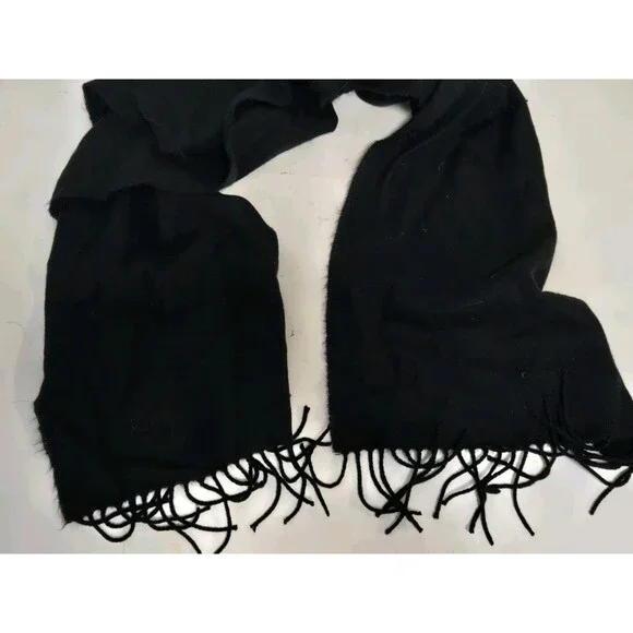 100% Cashmere Plaid Scotland Scarf Black Solid Scarves Lightweight