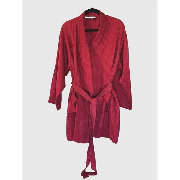 VTG Y2K Robe Victorias Secret Medium Large 90s Red Tie Waist Romantic Luxe Rare
