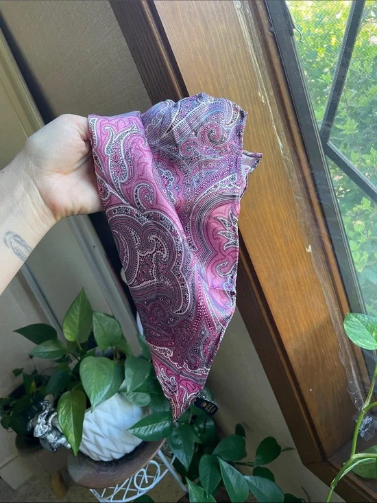 Silk Paisley Square Scarf in Pink and Purple