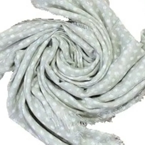 Lightweight Gray Viscose Infinity Scarf with White Polka Dots L35