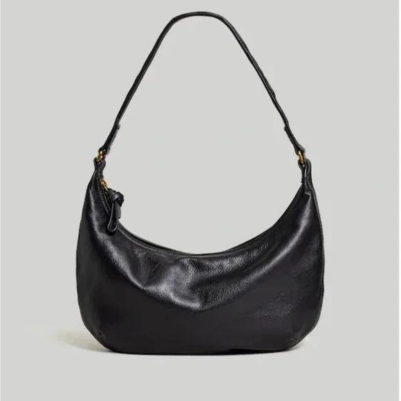 MADEWELL Elegant Piazza Black Leather Hobo Bag