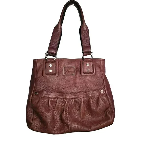 B Makowsky Leather Hobo Tote Large Brown‎ Shoulder Bag Purse Weekender