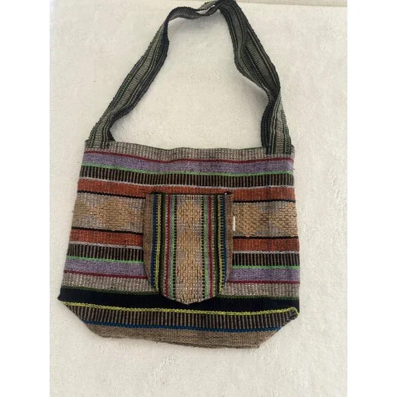 Lillo Mexican Poncho Style Shoulder Bag Colorful Drug Rug Boho Surf‎ Beach Tote