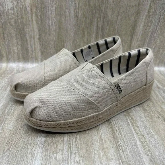 Bobs Laganlook Taupe Brown Espadrille Wedges Slip On Shoes Granola Girl Sz9 NICE