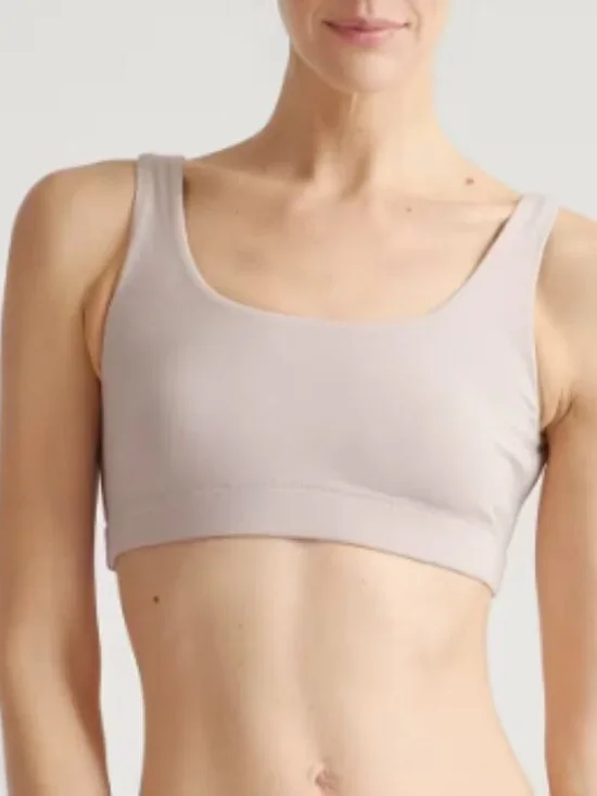 Quince Organic Cotton Tank Bralette (2-pack) Black/Beige XS NEW