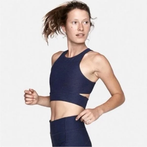 Outdoor Voices Navy Blue Slash Back Crop Top Sports Bra - Size S